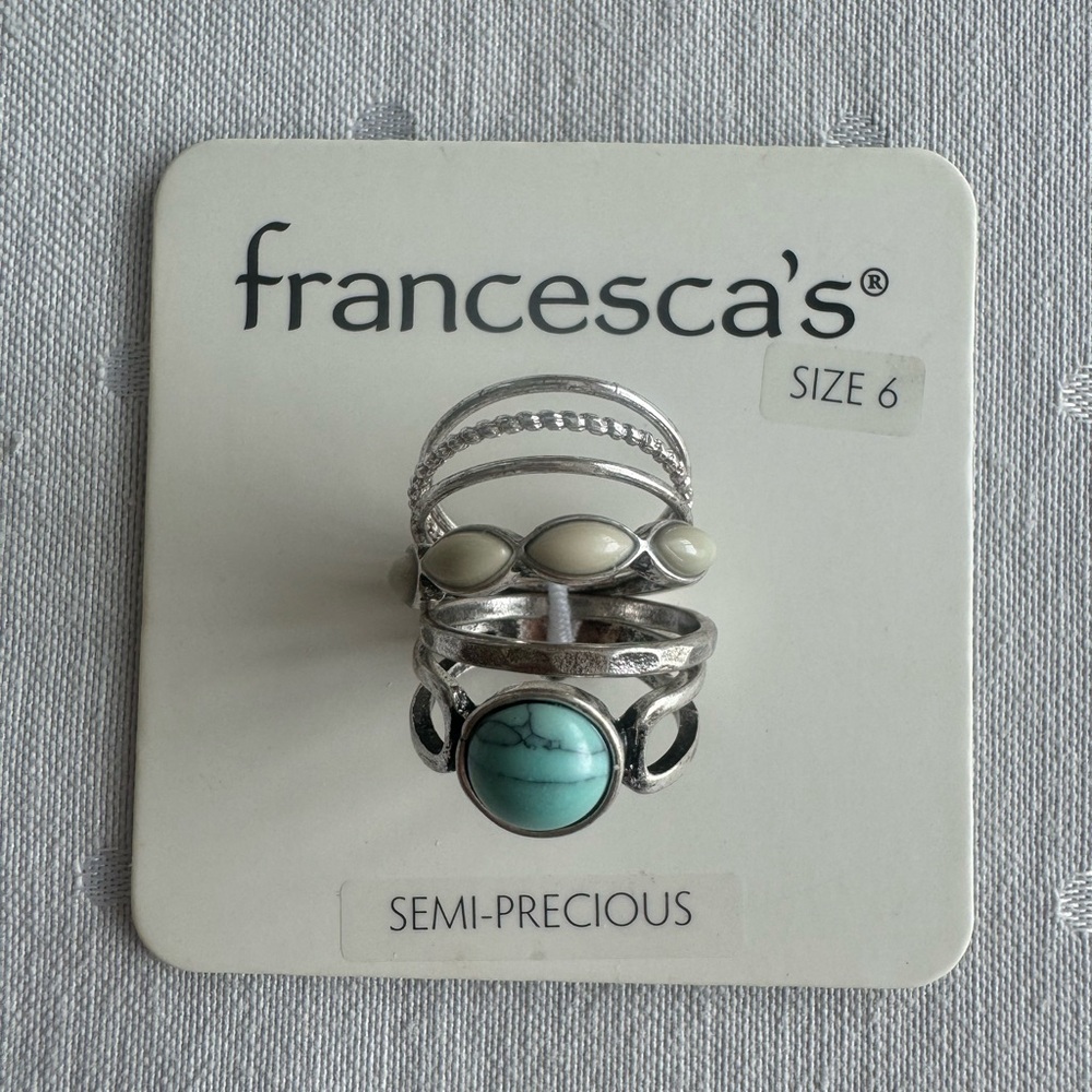 NWT Francesca’s Andrea Amazonite Ring Set Size 6
